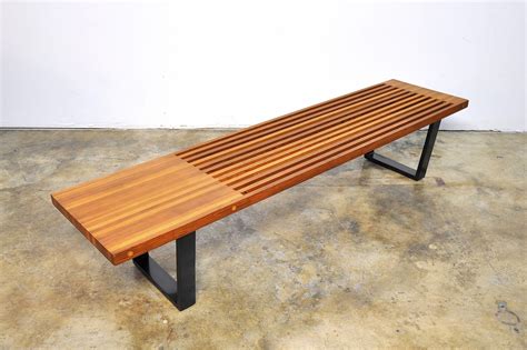 nelson wood slatted bench